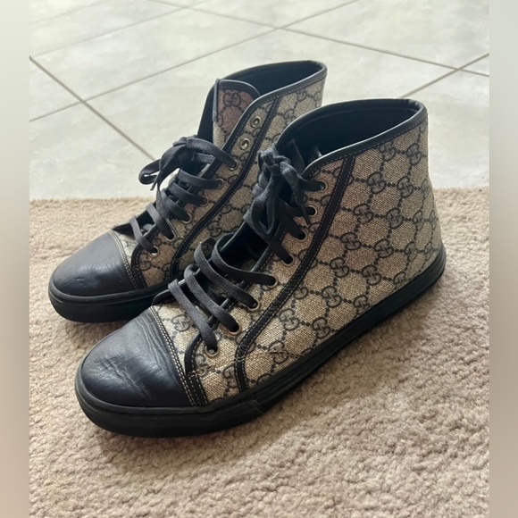 Gucci GG Brooklyn California High Top leather Logo monogram canvas sneakers shoe - Picture 9 of 12
